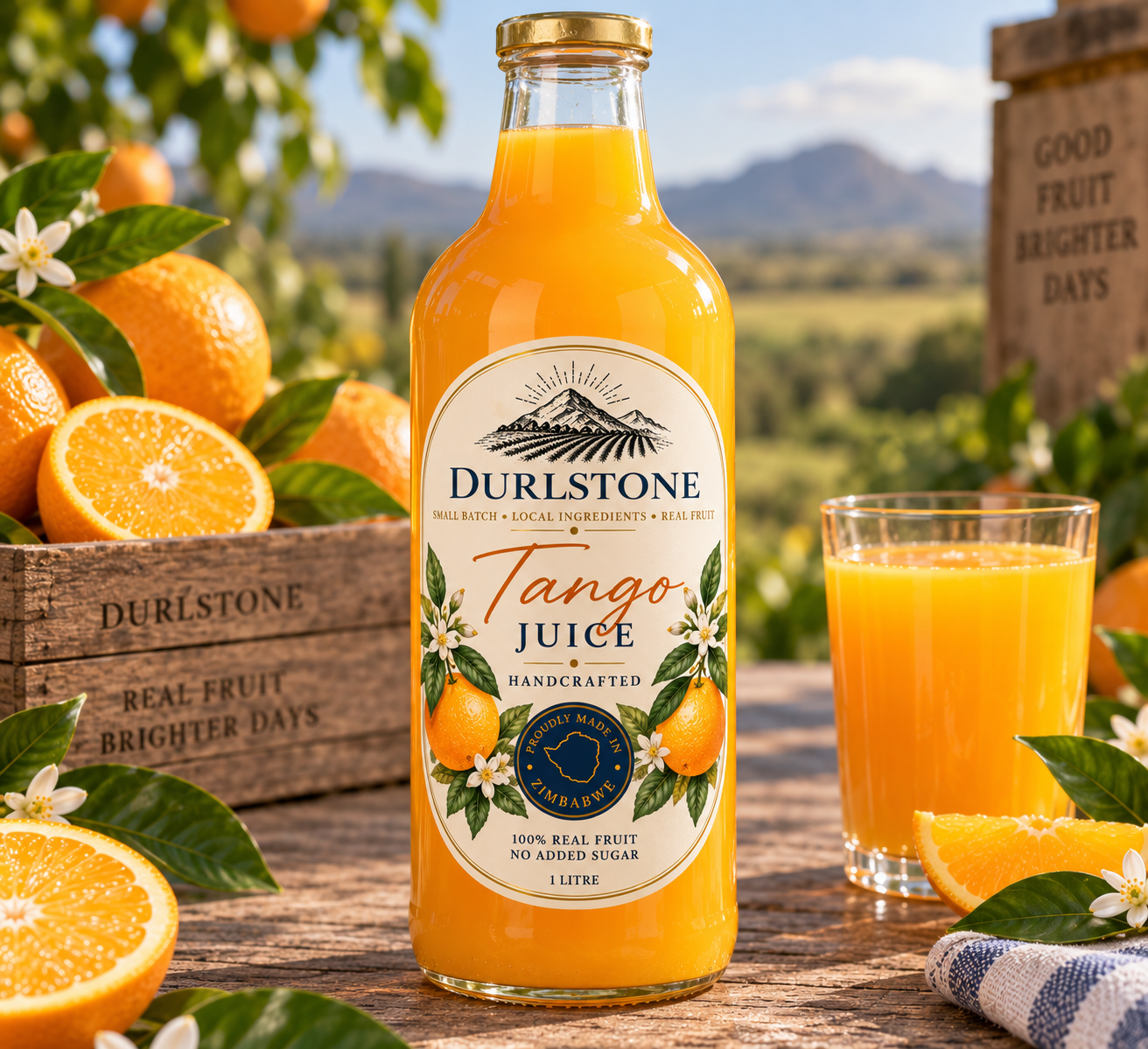Bottle of Durlstone Estate Tango naartjie juice
